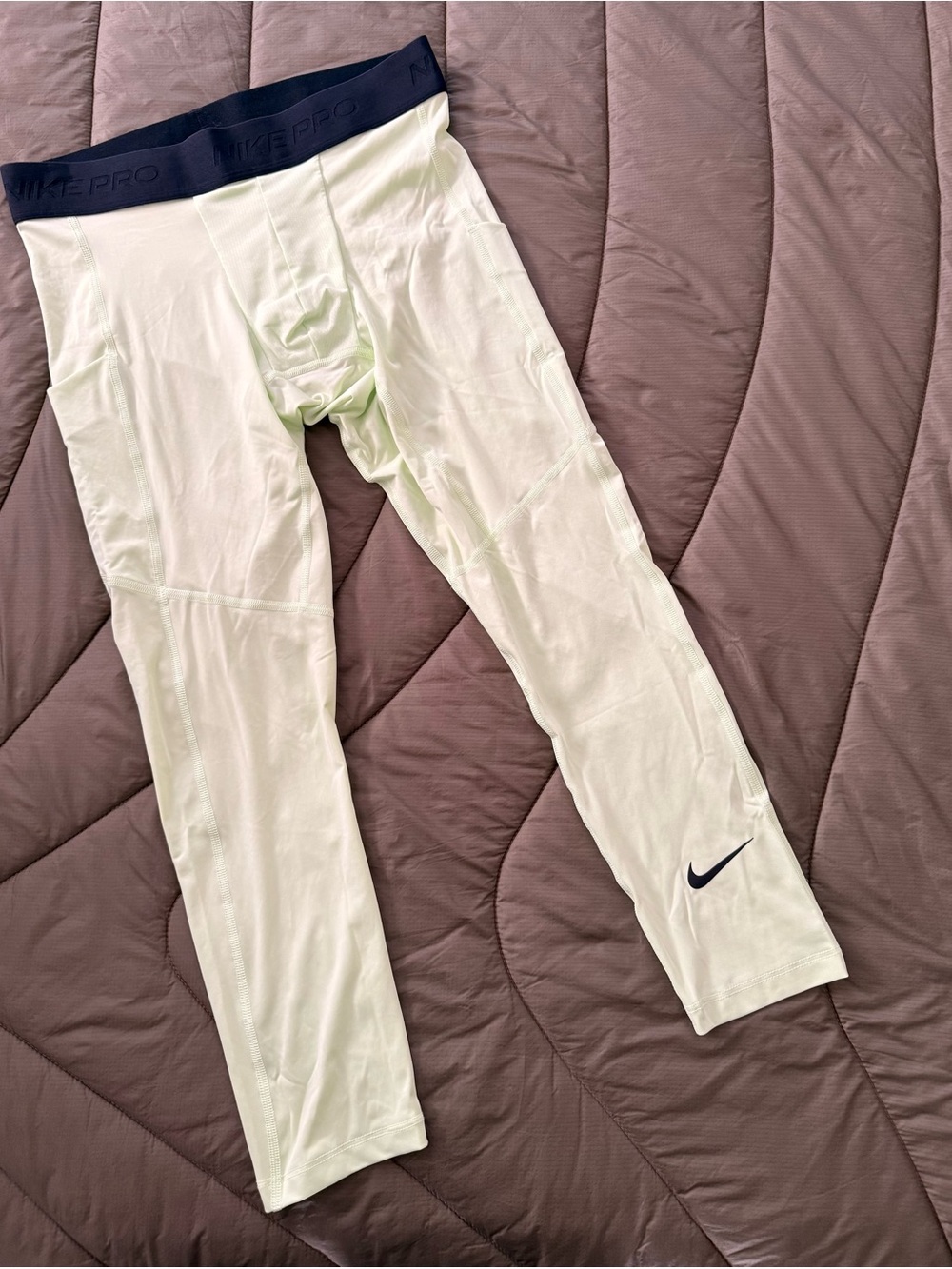 Nike Pro Light bright Green Compression Leggings with Black Waistband
